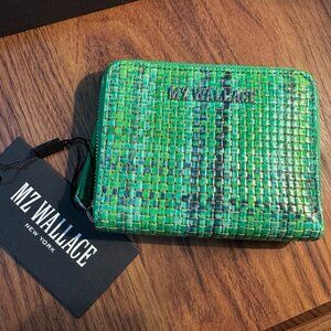 NWT MZ Wallace Green Spring Plaid Small Zip Round Wallet